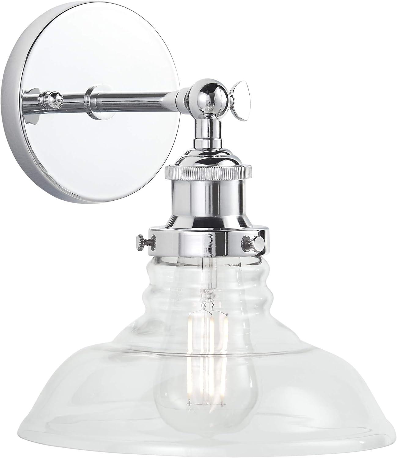 Polished Chrome and Glass Industrial Wall Sconce