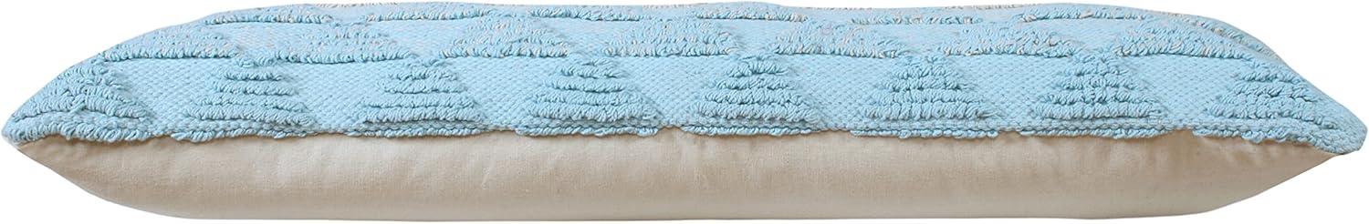 Ox Bay 14" x 36" Hand-Woven Blue/ White Geometric Organic Cotton Pillow Cover