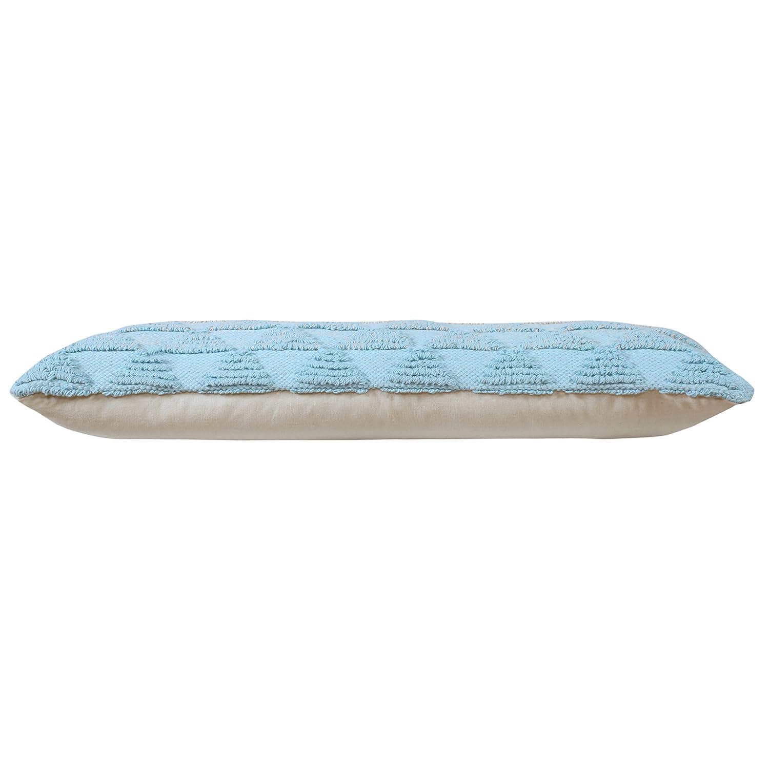 Ox Bay 14" x 36" Hand-Woven Blue/ White Geometric Organic Cotton Pillow Cover