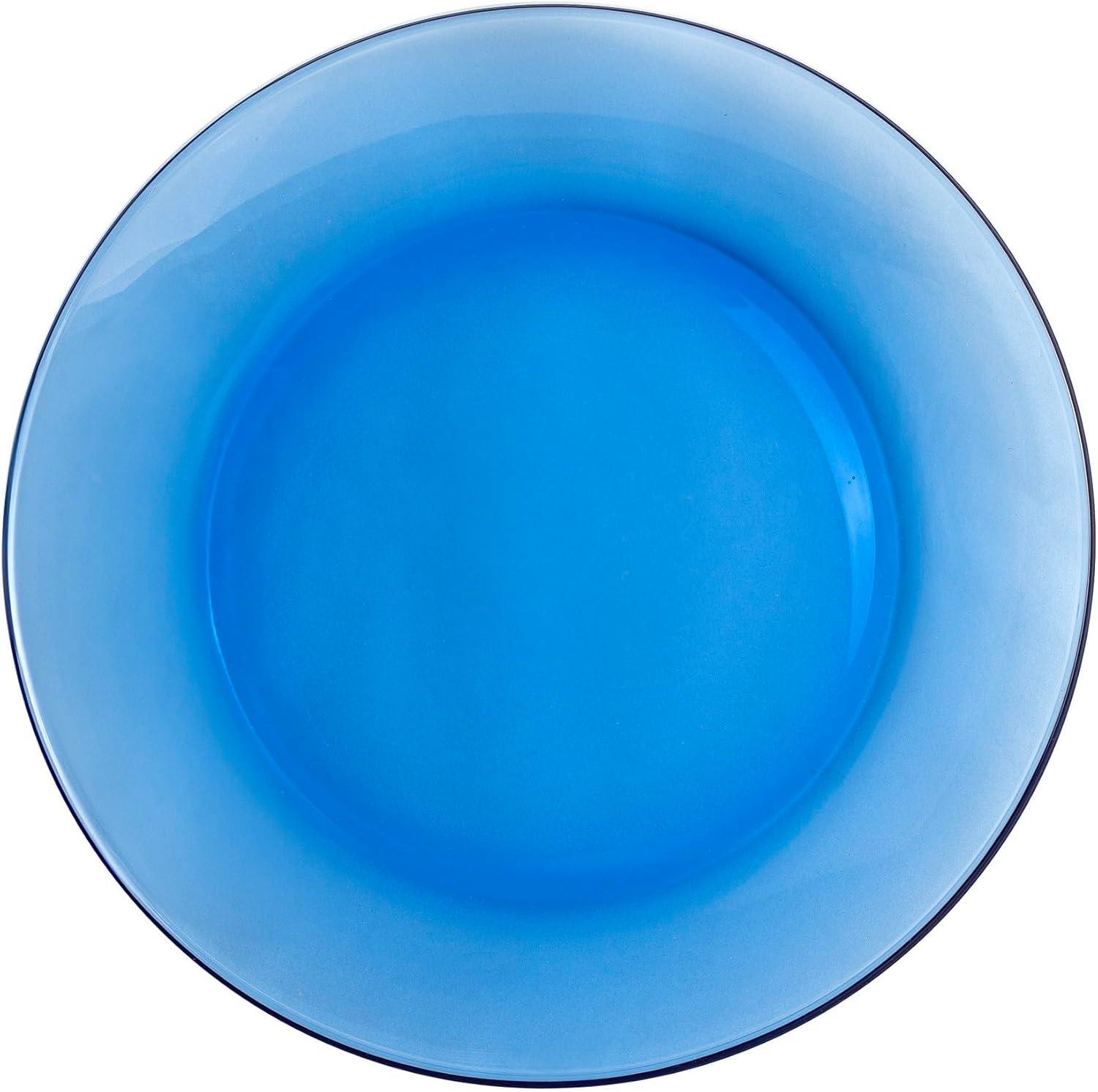 Borosilicate Glass Dessert Plate Set of 4 Glass Appetizer Plates 9.25" (23.5 cm), Blue