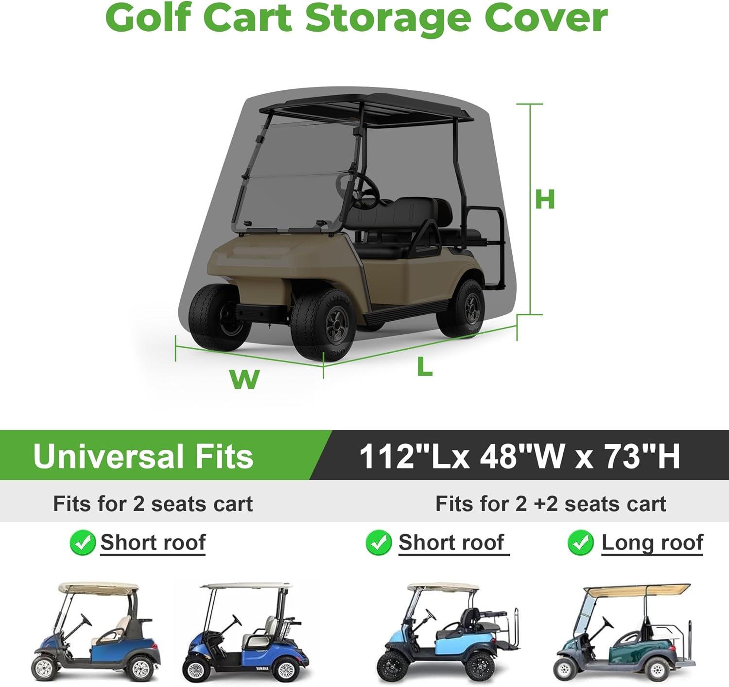 10L0L Golf Cart Cover 4 Passenger for Yamaha EZGO Club Car, 420D Waterproof Sunproof Dustproof Enclosure Cover, Black