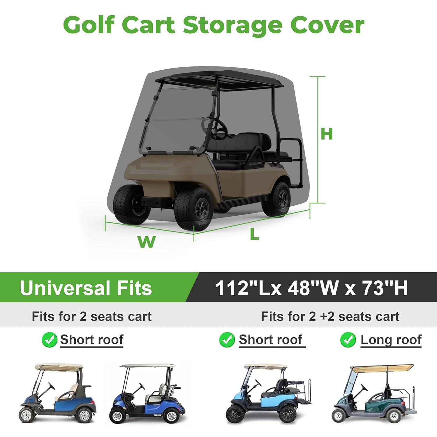 10L0L Golf Cart Cover 4 Passenger for Yamaha EZGO Club Car, 420D Waterproof Sunproof Dustproof Enclosure Cover, Black