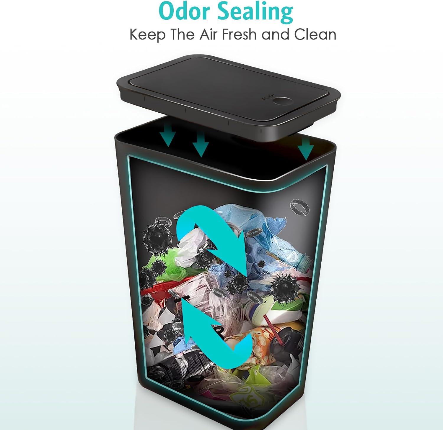 3 Pack 2.6 Gal Small Trash Cans Slim, dog proof. Plastic. For kitchen, bed, office. Fits under.