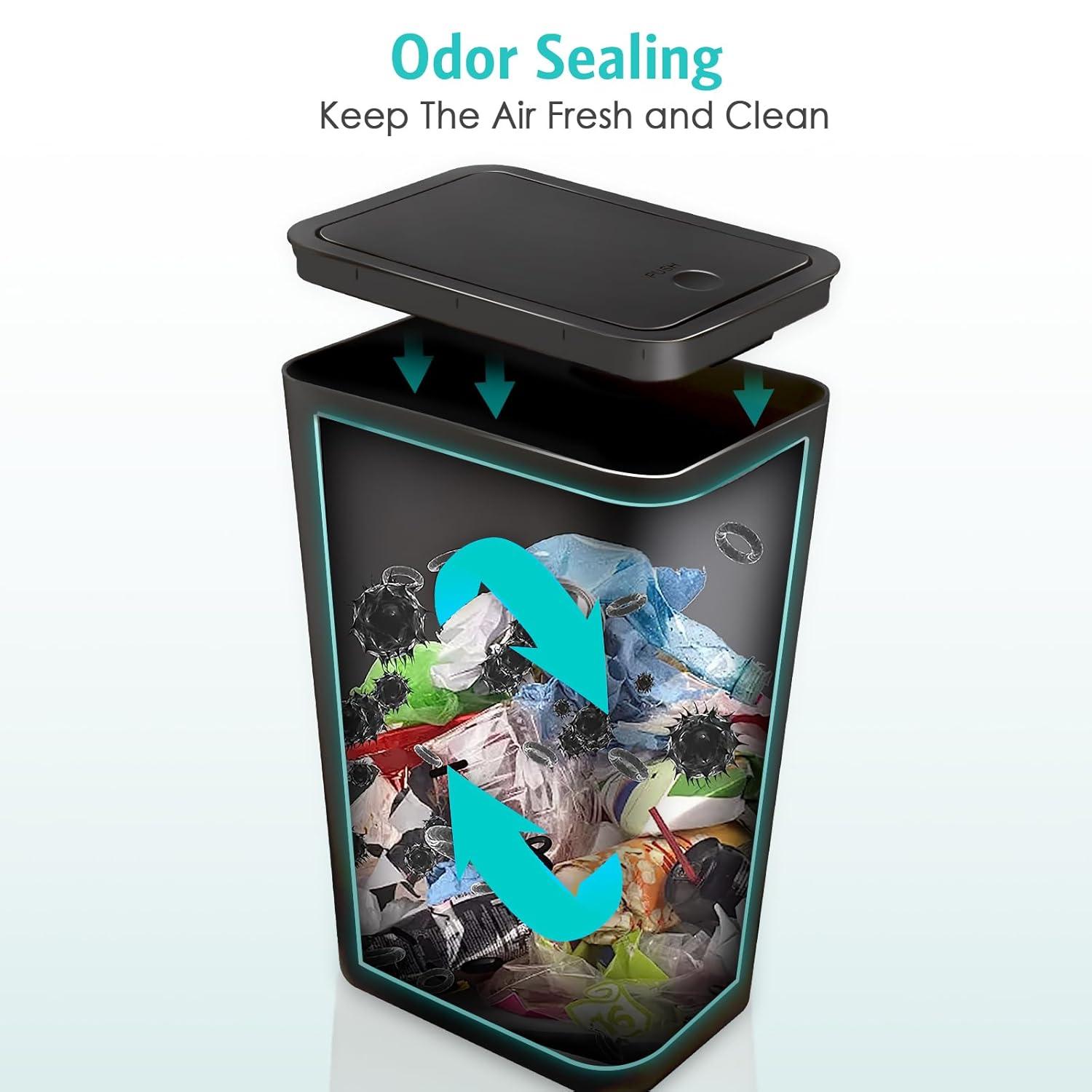 3 Pack 2.6 Gal Small Trash Cans Slim, dog proof. Plastic. For kitchen, bed, office. Fits under.
