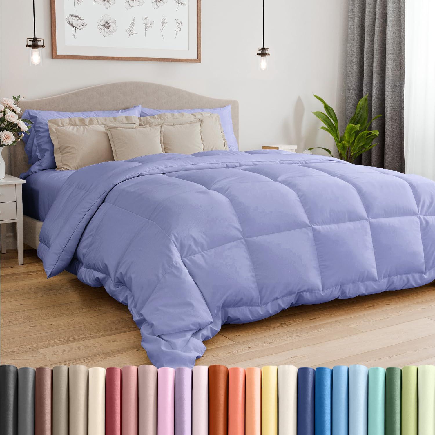 CGK Linens Premium All-Season Down Alternative Comforter - Fluffy Oversized Duvet Insert in Lavender, Size Full