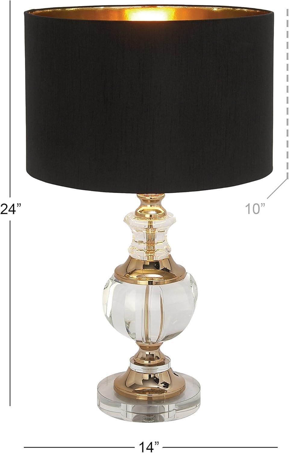 Glass Table Lamp with Drum Shade Black - Olivia & May: Gold Accents, No Assembly Required, 24" Height