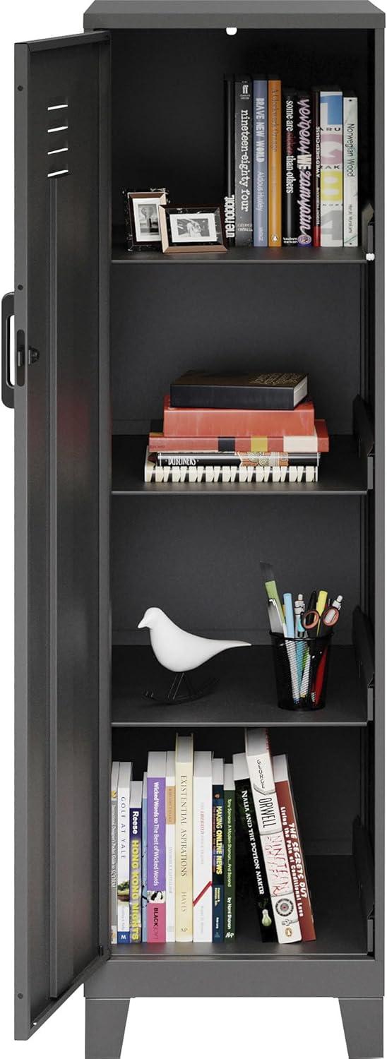 Black Steel Lockable 4-Shelf Office Locker