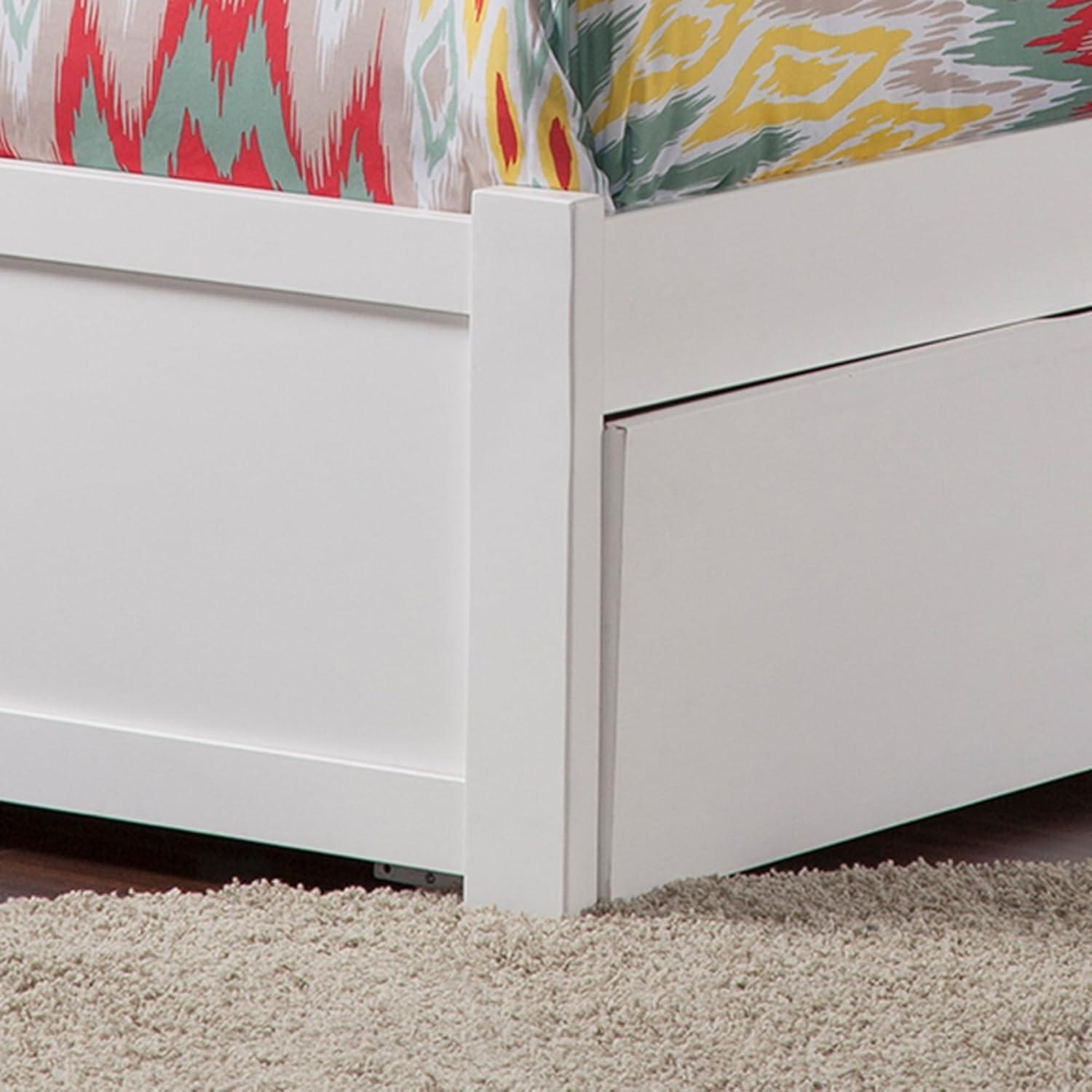 Orlando Twin Extra Long Bed with Footboard and Twin Extra Long Trundle in White