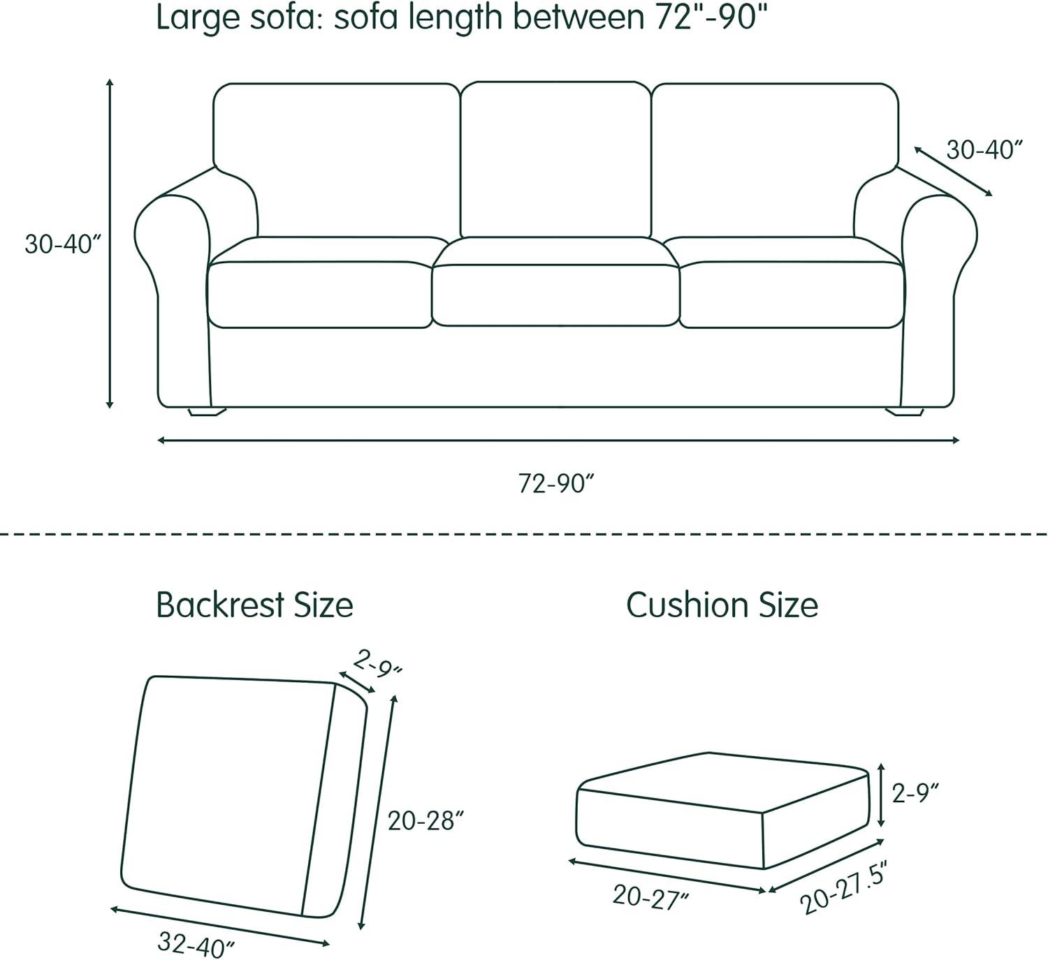 CHUN YI 7 Piece Sofa Covers for 3 Cushion Couch Covers, 3 Seater Stretch Couch Slipcover with 3 Separate Backrests and Cushions, Anti-Slip Washable Furniture Protector for Dogs Pets (Large,Dark Cyan)