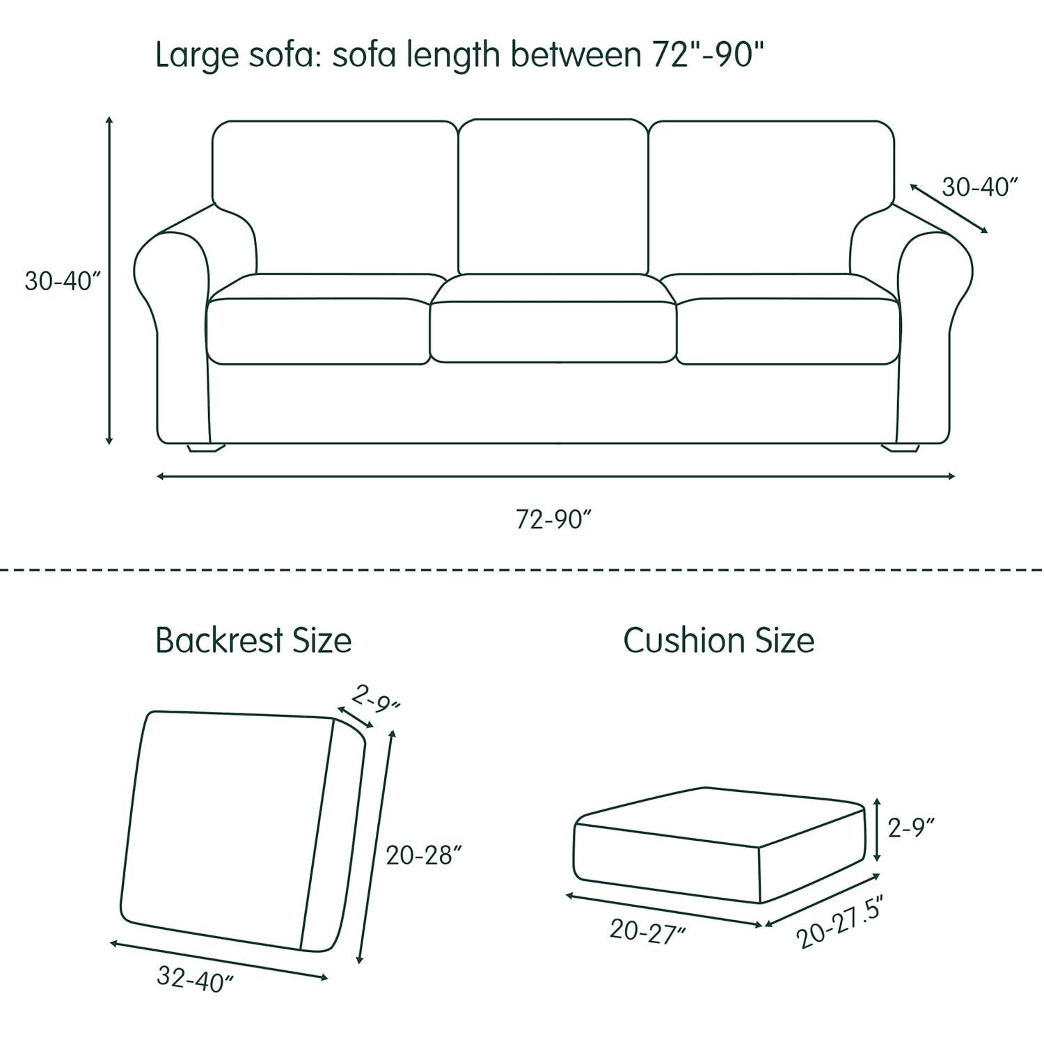 CHUN YI 7 Piece Couch Covers for 3 Cushion Couch Sofa Pet Friendly, 3 Seater Stretch Sofa Slipcover with Seperate Backrest and Cushion Covers, Furniture Protector for Dogs (Large, Light Grey)