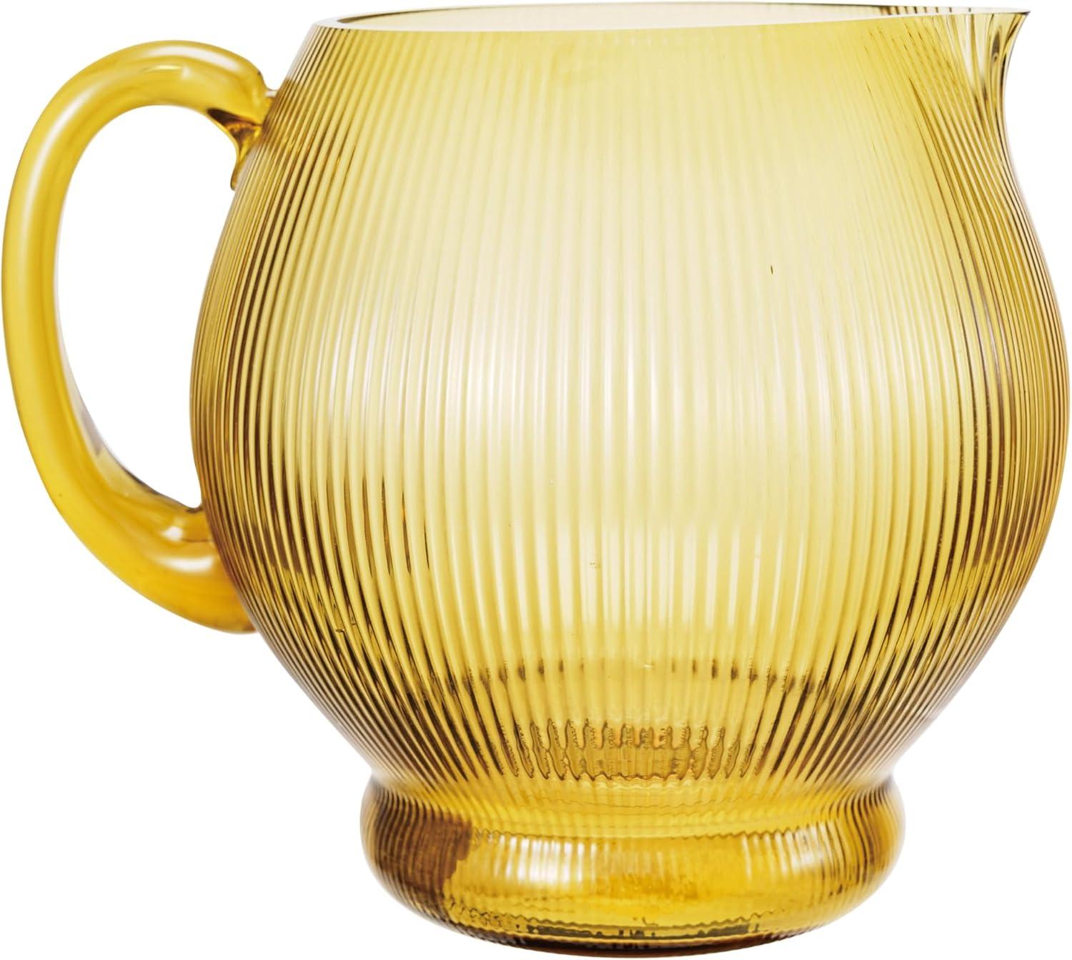 Creative Co-Op Round Ribbed Glass Pitcher, Amber
