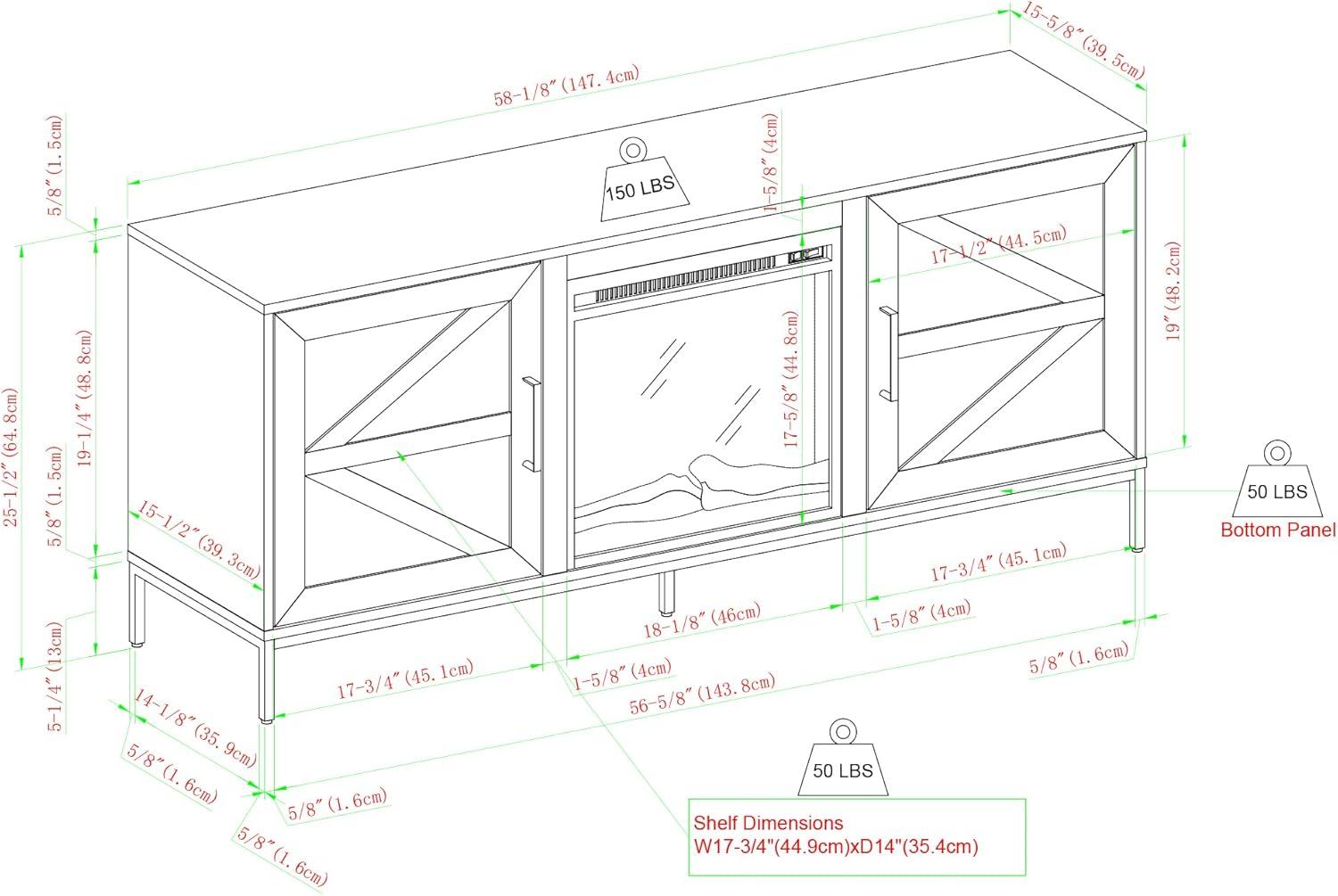 Letisia 58" 2-Door TV Stand with Electric Fireplace