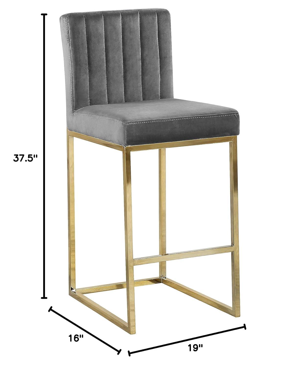 Meridian Furniture Giselle 26"H Velvet Counter Stool in Gray