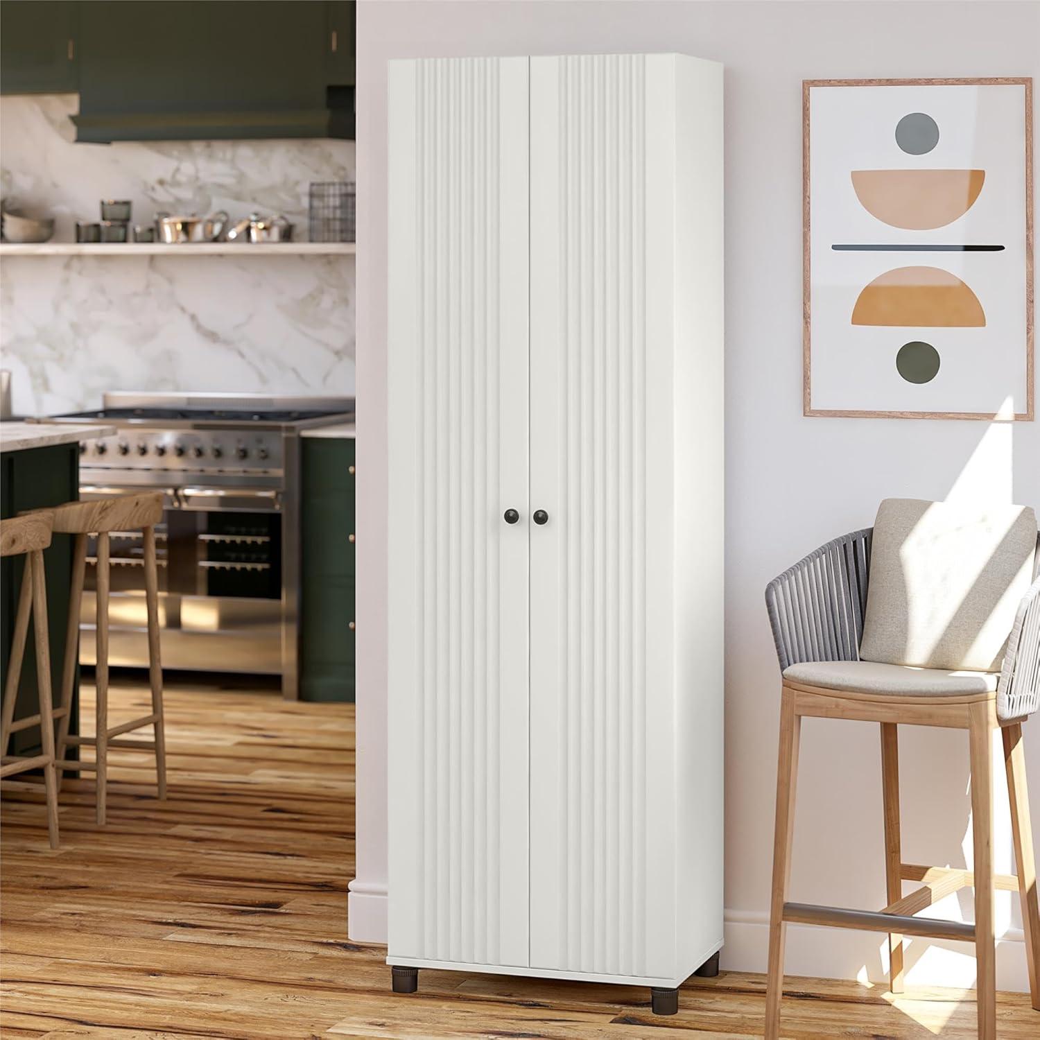 SystemBuild Evolution Kendall Fluted 24" Wide 2 Door Storage Cabinet, White