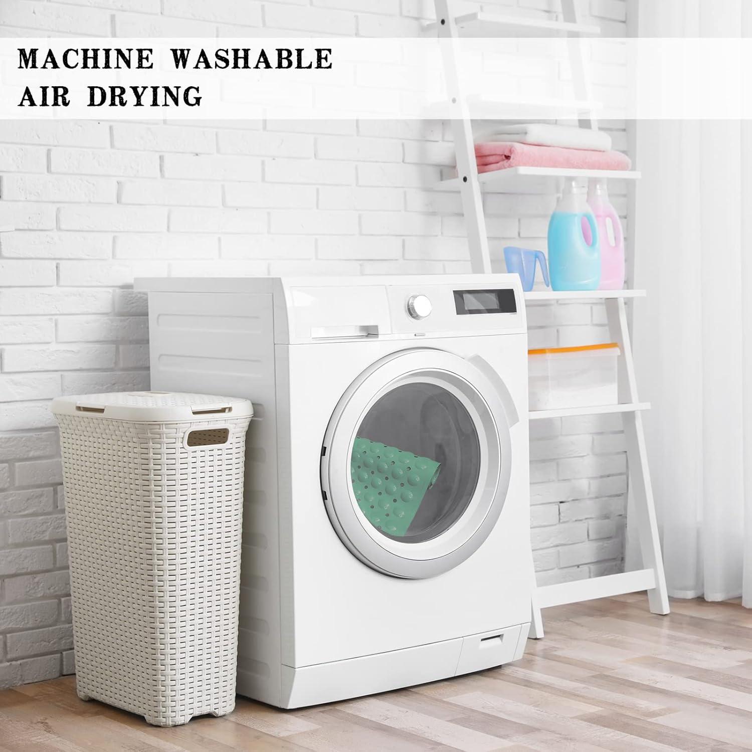 Bathtub and Shower Mats, Extra Long Non-Slip Bath Mat 39 x 16 Inch, Machine Washable Bath Tub Mat with Suction Cups & Drain Holes for Bathroom, Pale Green