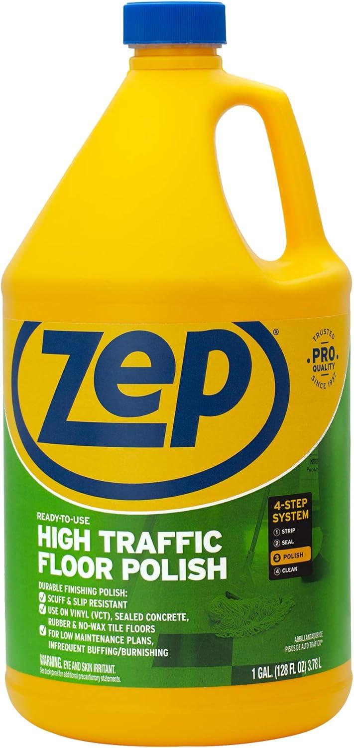 Zep High Traffic Clear Green Vinyl Floor Polish, 128 oz