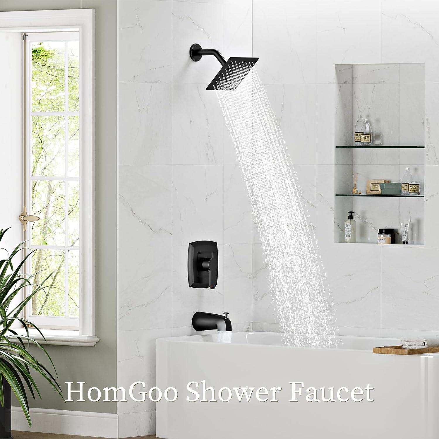 HOMGOO Complete Shower System with Rough-in Valve HG-6209PB