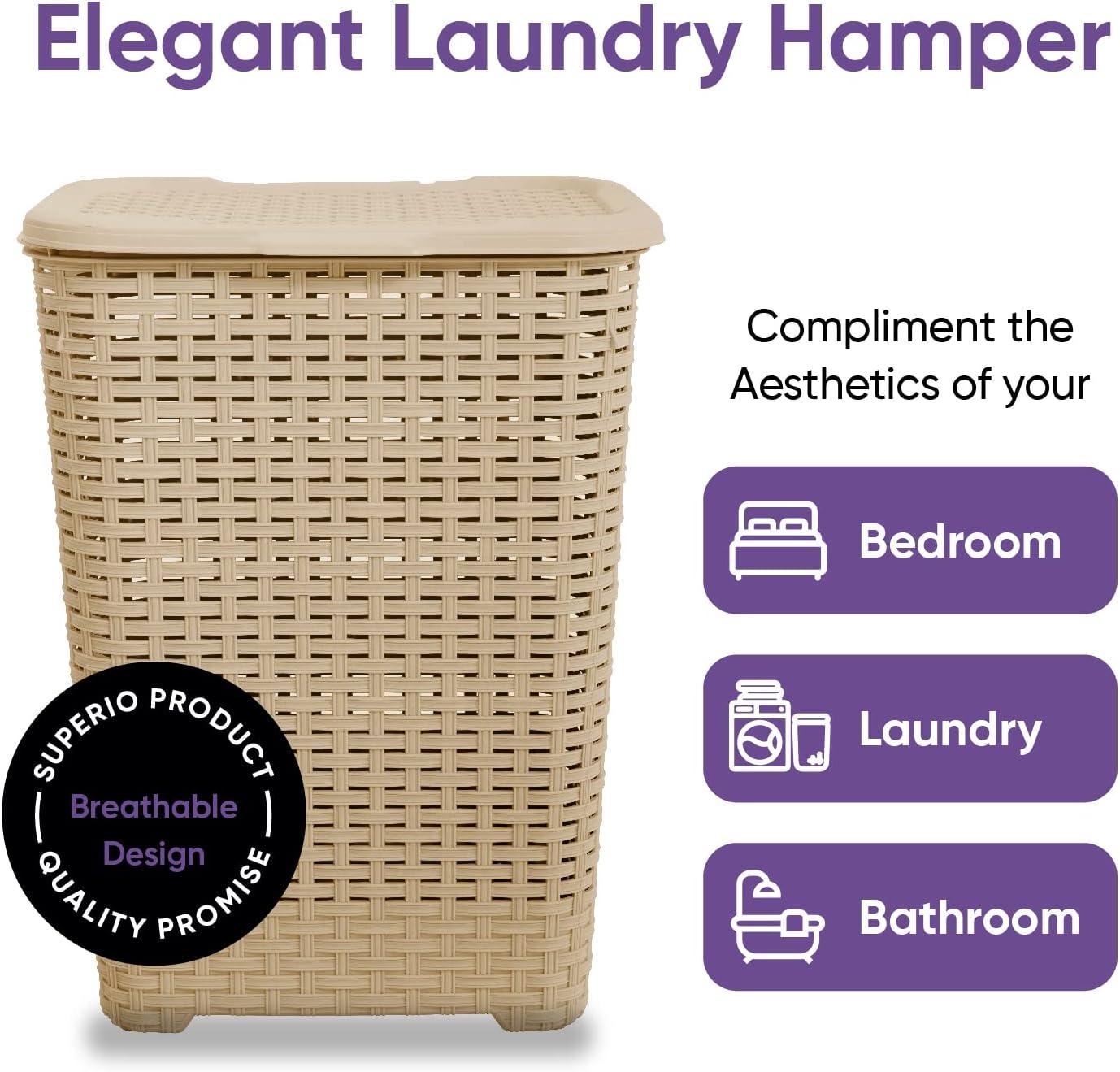 Rebrilliant Plastic Laundry Hamper with Handles