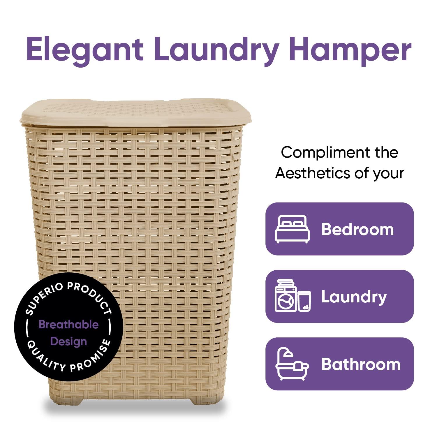 Rebrilliant Plastic Laundry Hamper with Handles