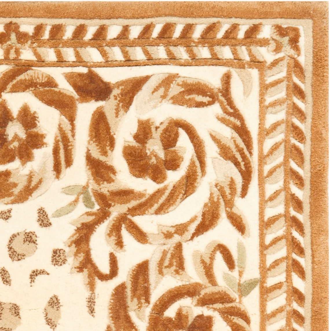 Handmade Rectangular Beige and Brown Wool Accent Rug