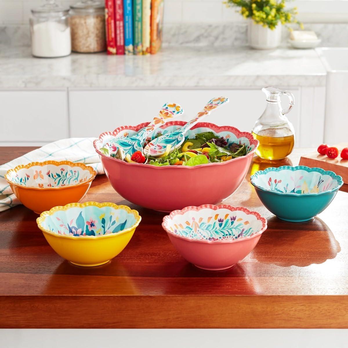 The Pioneer Woman - Fresh Floral 7-Piece Melamine Serving Bowl Set