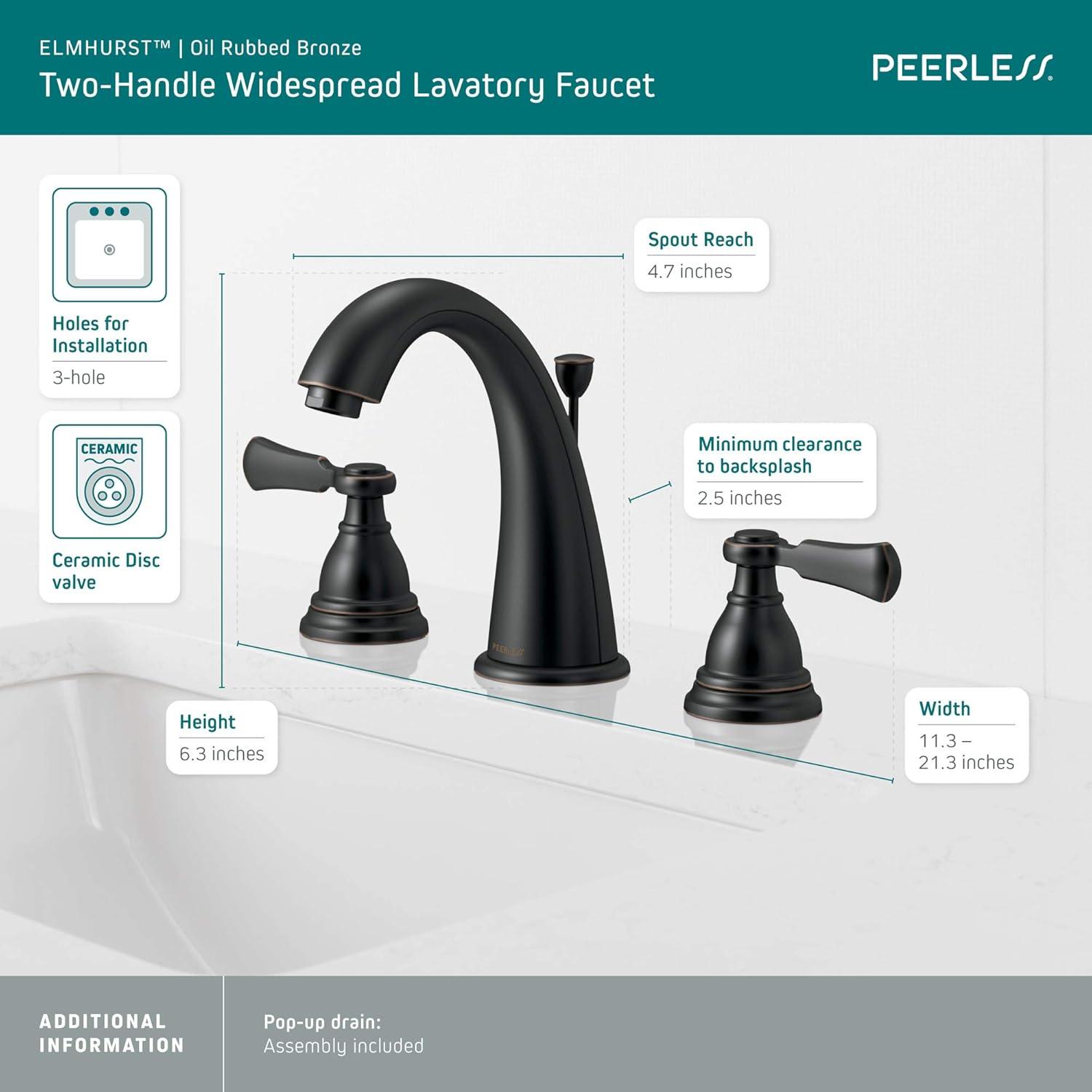 Elmhurst Widespread 2-handle Bathroom Faucet with Drain Assembly