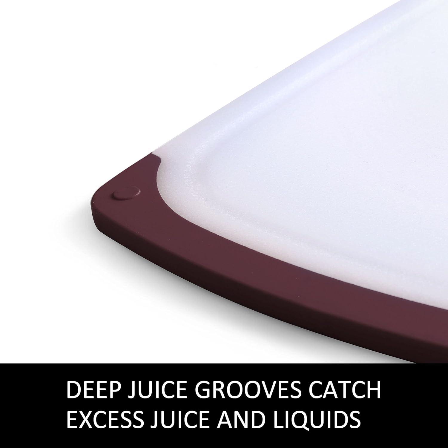 Maroon and White Reversible Plastic Cutting Board Set, 3-Piece