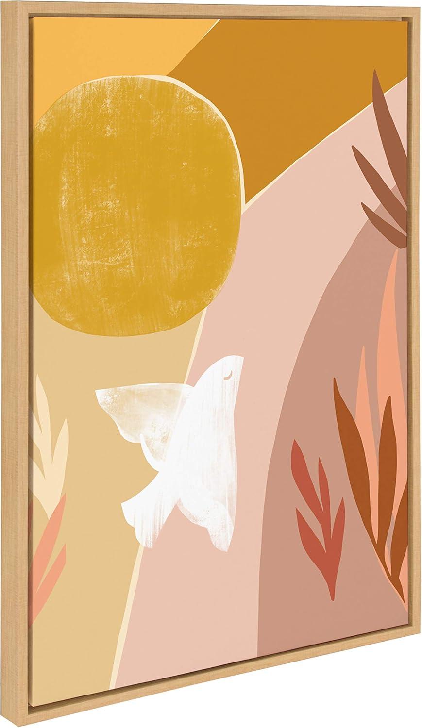 Kate and Laurel Sylvie Sunrise Dove Framed Canvas by Kate Aurelia Holloway, 23x33, Natural