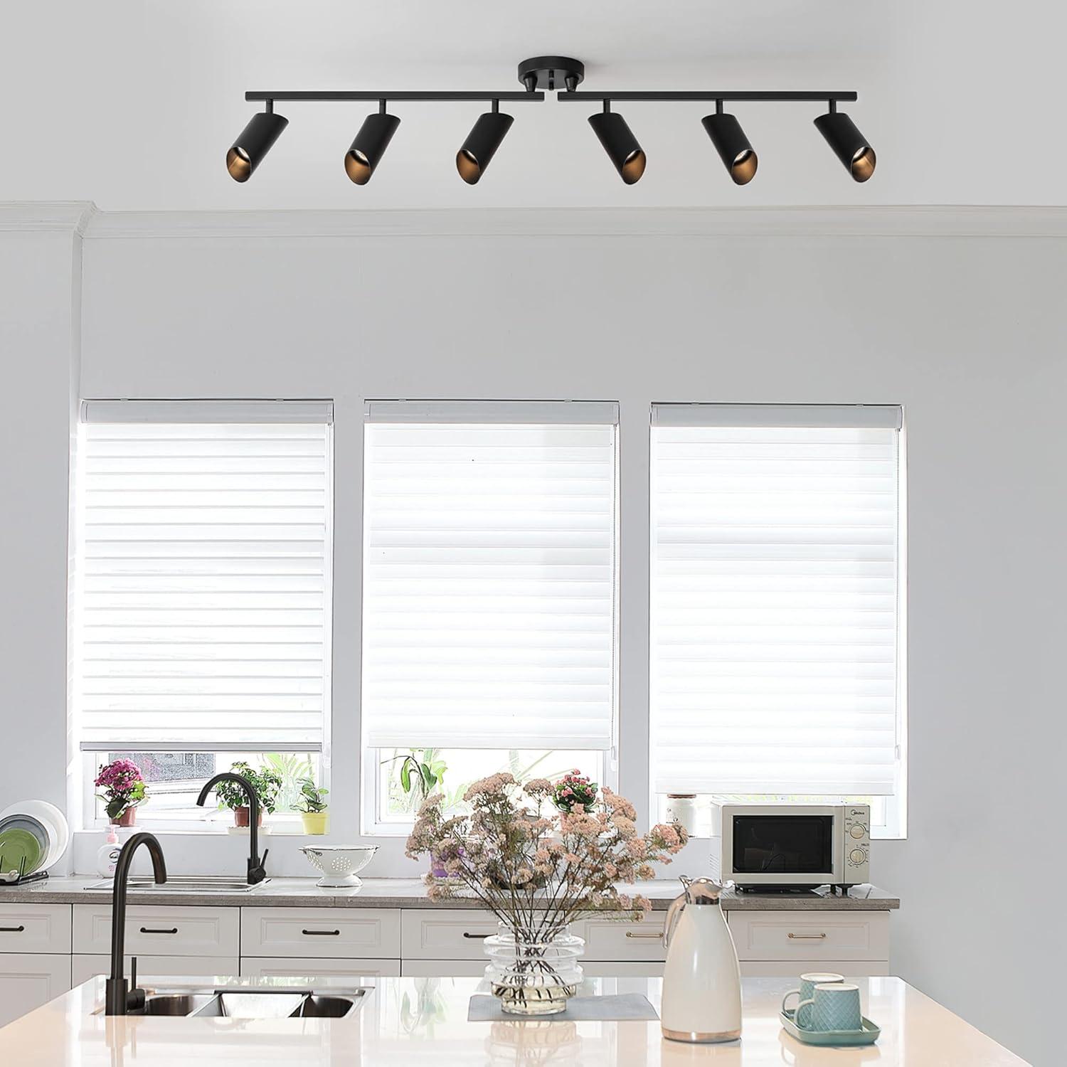 Modern 3.8 ft. Matte Black Foldable Hard Wired Indoor Track Lighting Kit with Adjustable Step Heads