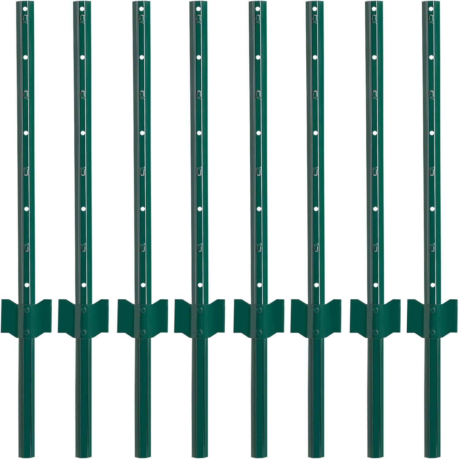 Fence Posts 3Feet - 10Pack, Heavy Duty Metal Fence Post with U-Channel, Steel Fence U-Post for Holding Garden Wire Fence, Corner Anchor Posts etc.