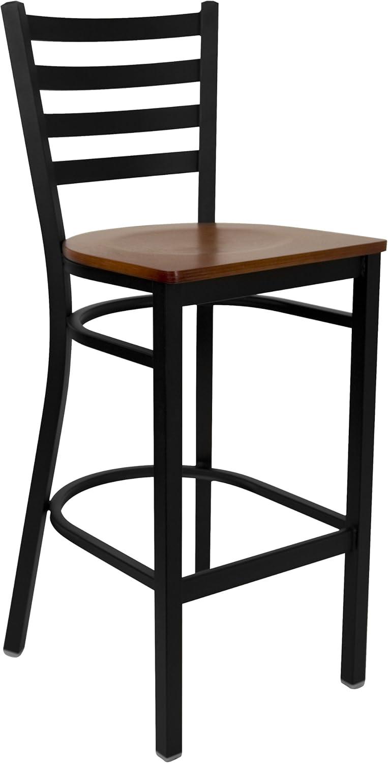 Flash Furniture Black Ladder Back Metal Restaurant Barstool