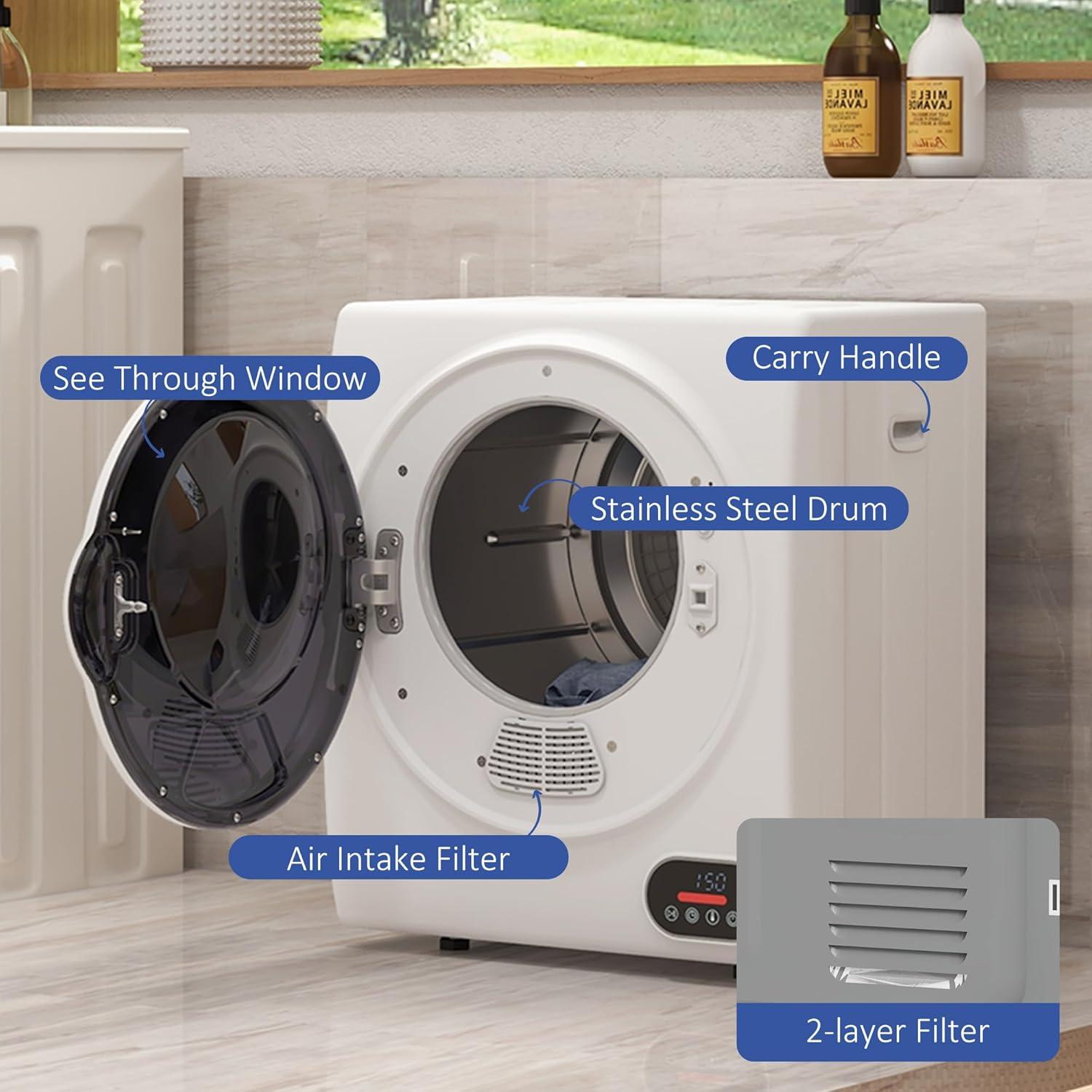 HomCom 1.5 Cubic Feet Vented Electric Stackable Dryer