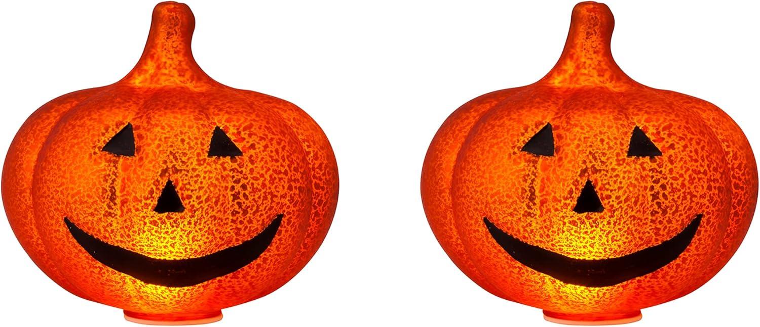 Mr. Halloween Mercury Glass LED Jack-O-Lantern Lights - 6" - Set of 2