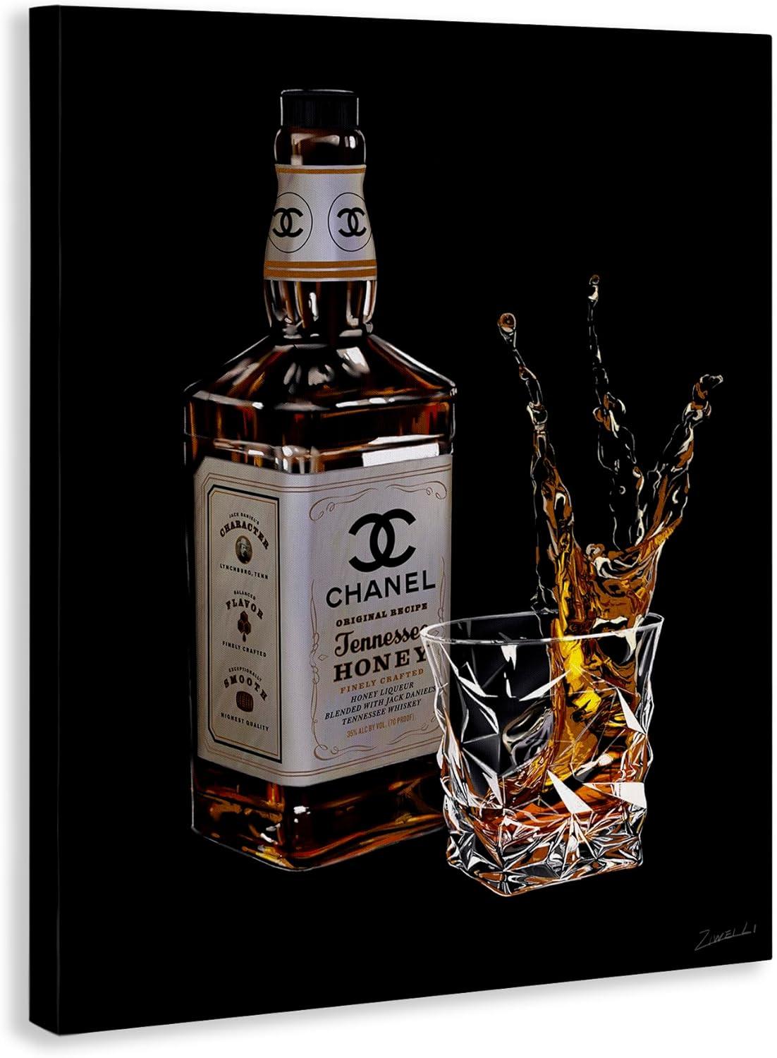 Stupell Industries Splashing Liqueur Glam Whiskey Bottle Graphic Art Gallery Wrapped Canvas Print Wall Art, Design by Ziwei Li
