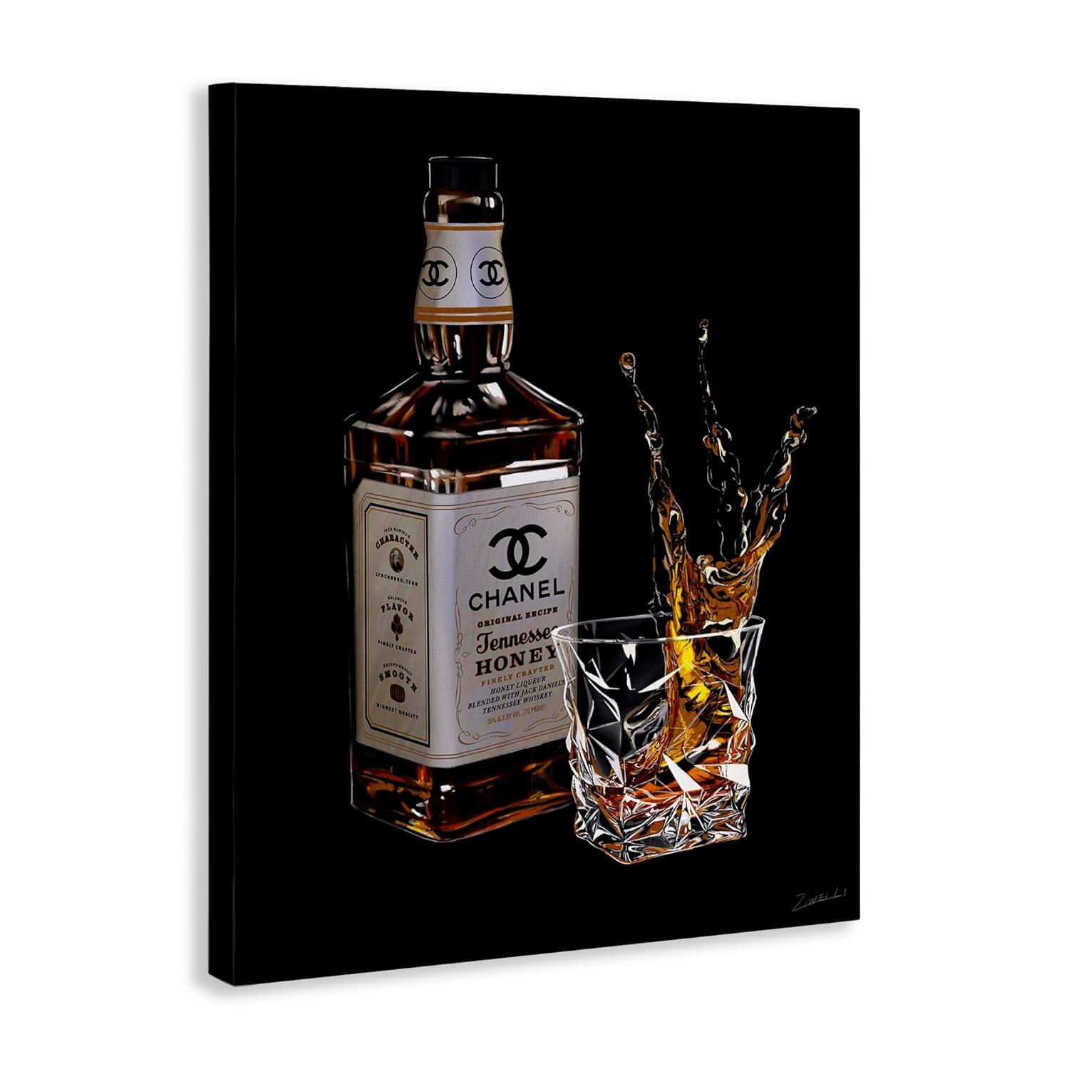 Stupell Industries Splashing Liqueur Glam Whiskey Bottle Graphic Art Gallery Wrapped Canvas Print Wall Art, Design by Ziwei Li
