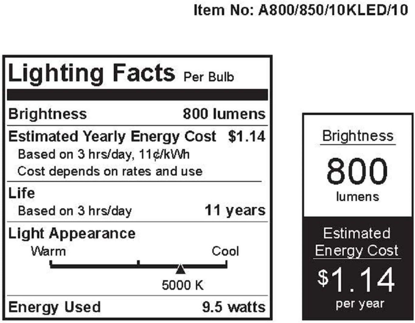 Feit Electric A19 E26 (Medium) LED Bulb Daylight 60 Watt Equivalence 10 pk