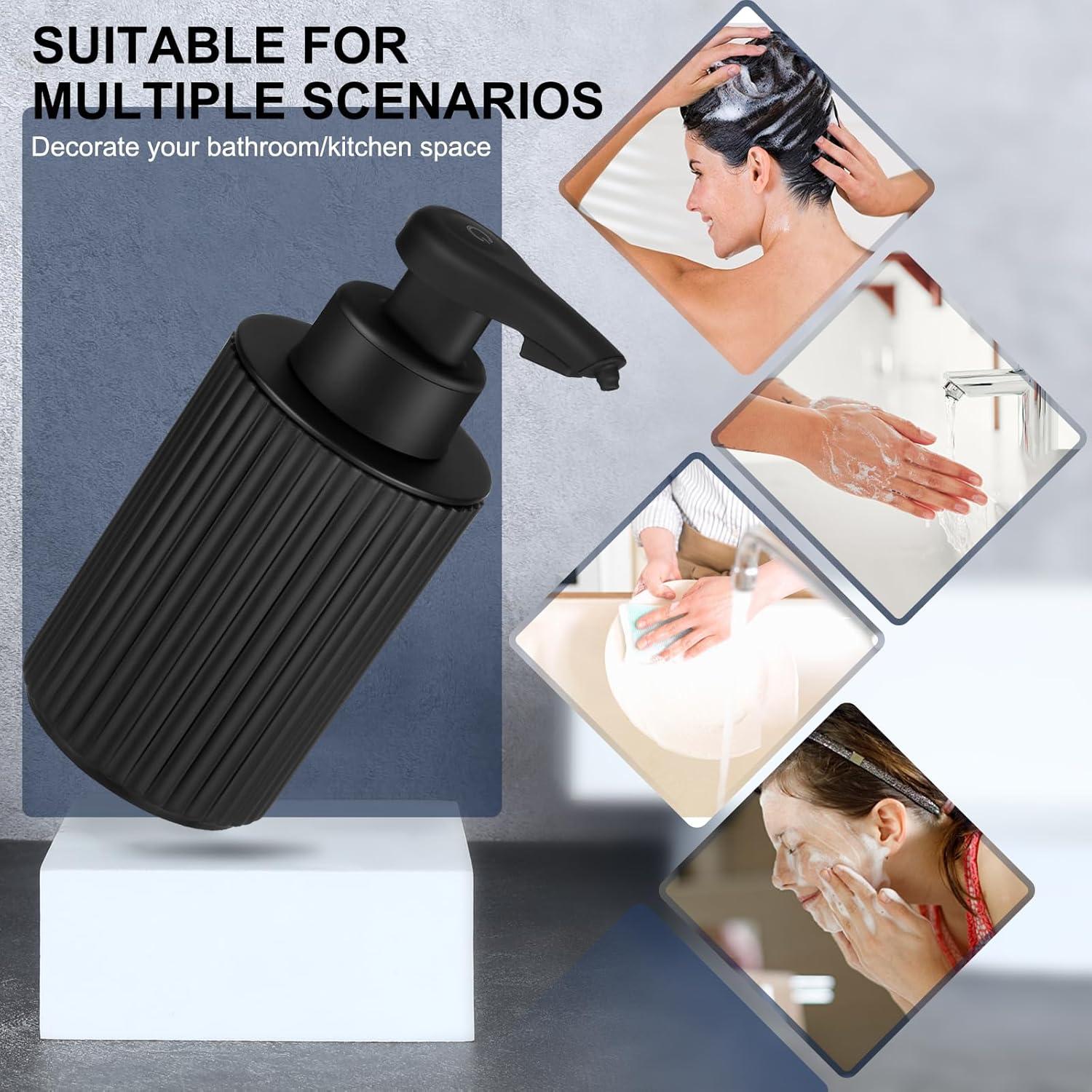 Automatic Soap Dispenser Foaming Touchless: 9oz Black Plastic - Rechargeable Electric Smart Auto Foam Soap Dispenser - Hand Dish Bathroom Kitchen