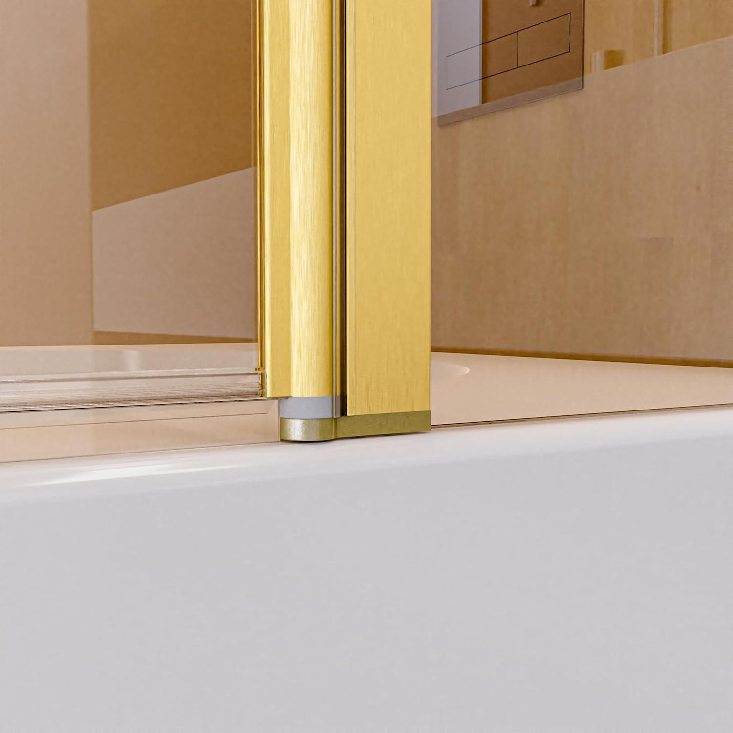 Brushed Gold Frameless Folding Shower Door with Tempered Glass