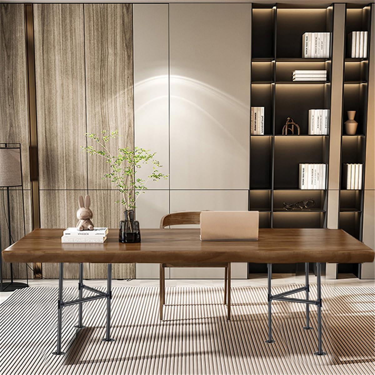 Industrial Pipe Table Leg Set,Metal Table Legs for Coffee and End Tables, Desks, Nightstand,2Pcs, 28" H × 18" W(Black)