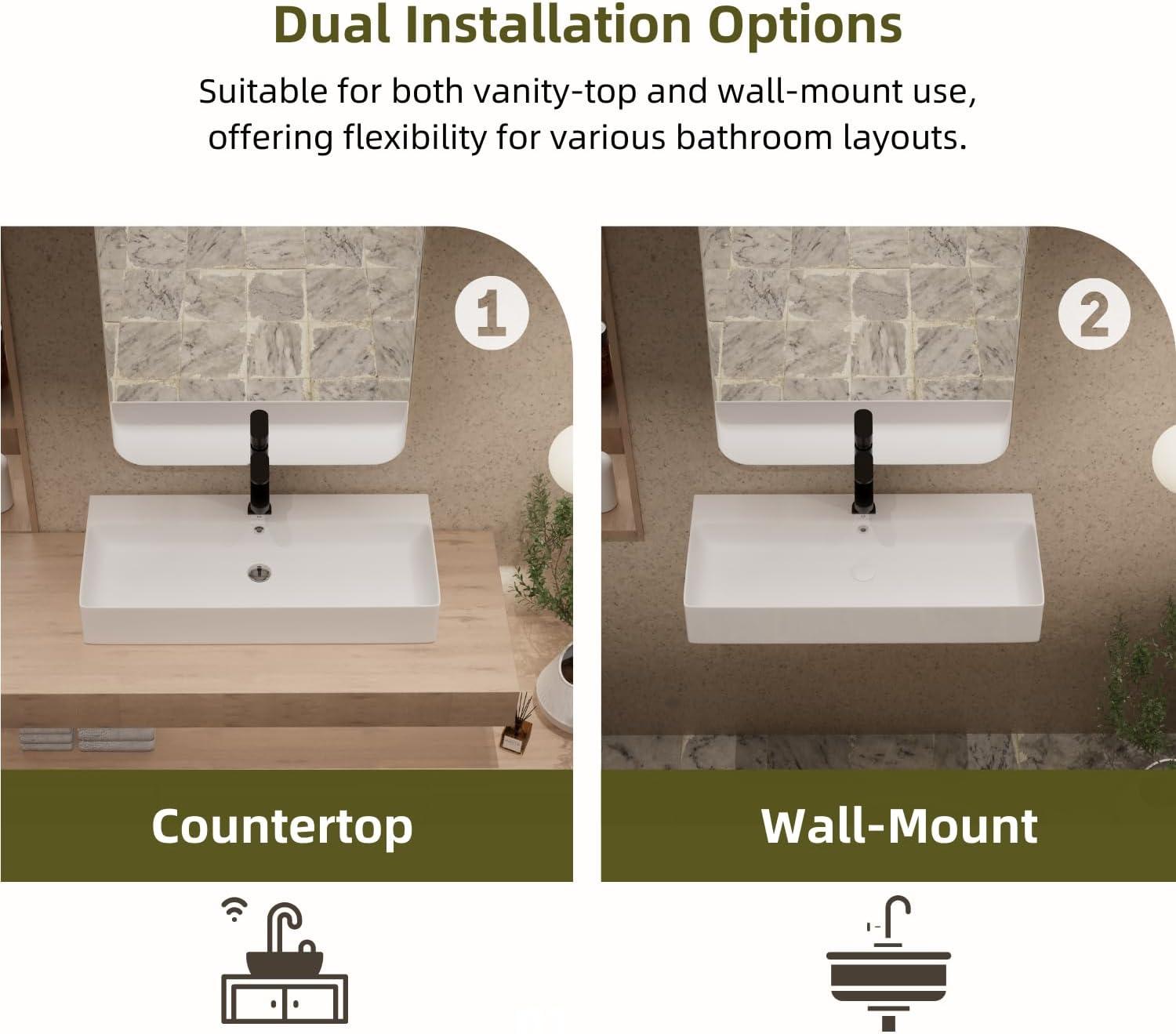 Los Flexi Los Flexi 43" x 16" Extra Large Trough Sink, Dual Faucet Holes, Wall-Mount Install, Pop-Up Drain WFLFBSTM04-01