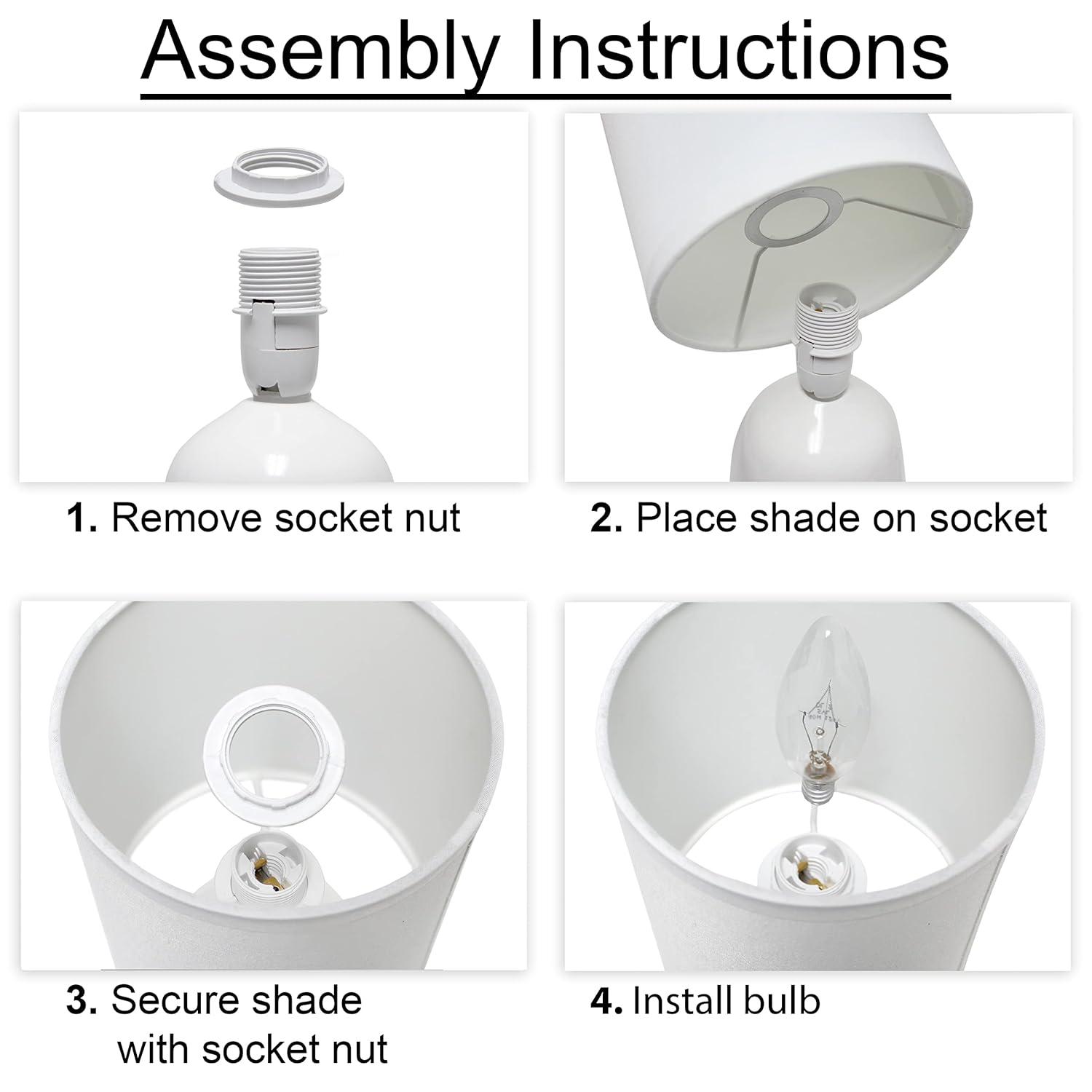 10.04" Traditional Ceramic Thimble Base Bedside Lamp with Fabric Shade - Simple Designs: For Kids' Bedroom & Office Desk