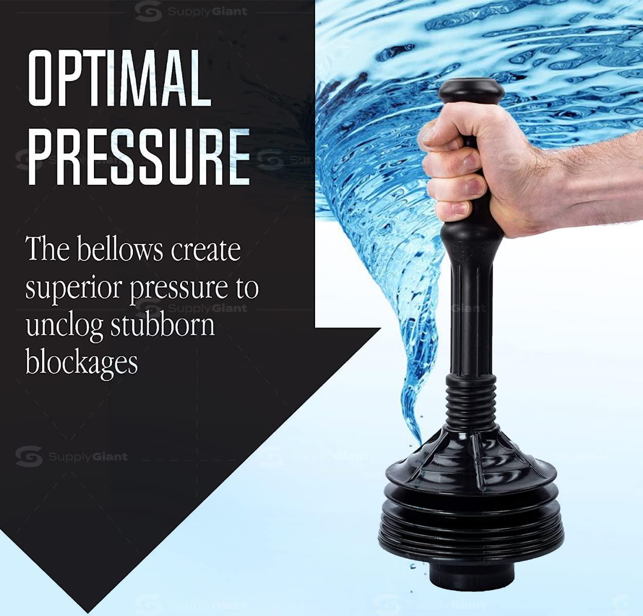Supply Giant SU3227 Accordion Toilet Plunger, Unclogs Sinks, Toilets, and baths, with Large Bellows for Extra Powerful Plunge