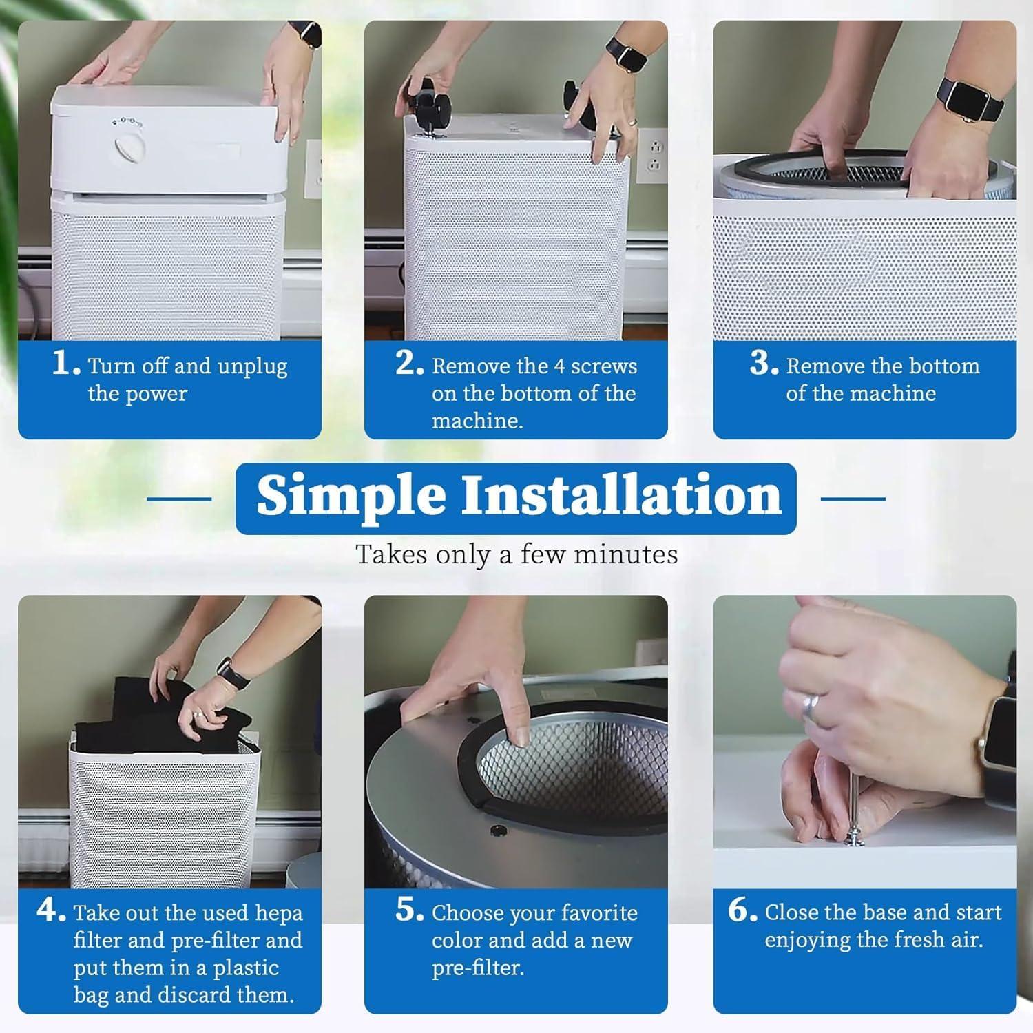 LifeSupplyUSA True HEPA Filter Replacement Compatible with Austin Air HM 400 HealthMate HM-400 HM400 FR400 Air Purifier