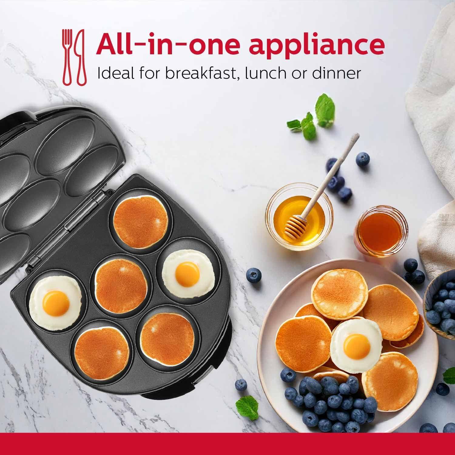 Black Non-Stick 6-Arepa Maker with Safety Lock Lid