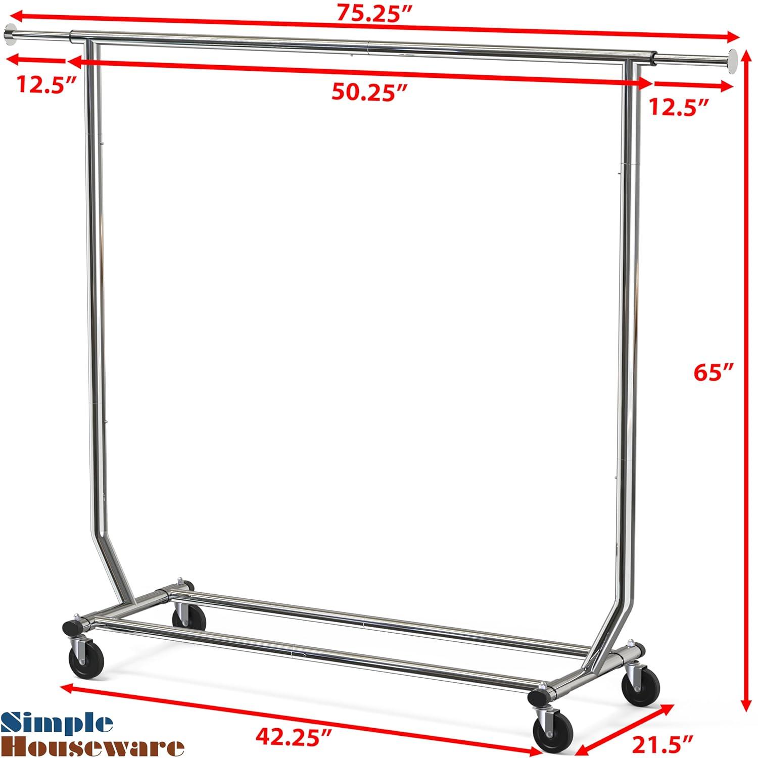 Chrome Rectangular Portable Clothing Garment Rack