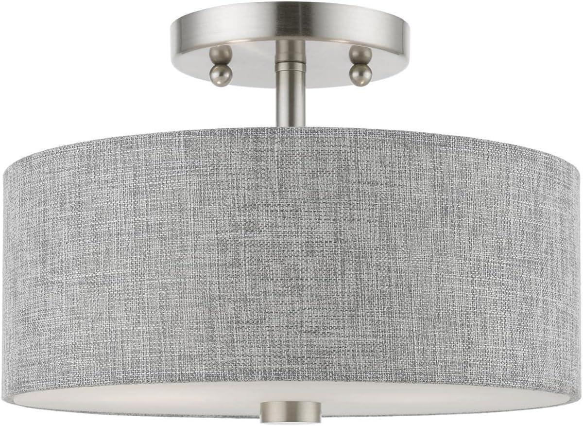 Livex Lighting Dakota 2 - Light Semi-Flush Mount in  Brushed Nickel/Shiny White