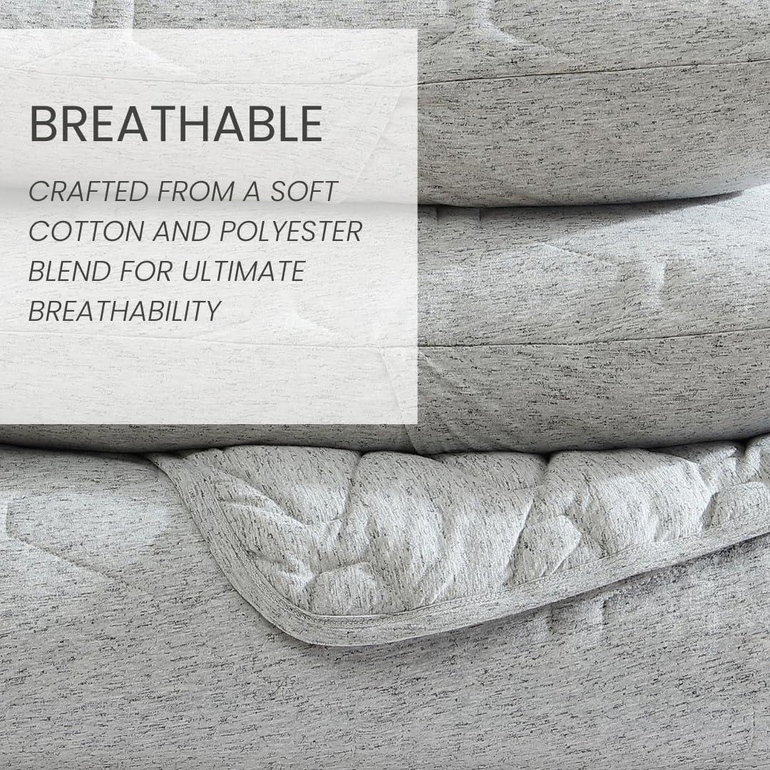 Jersey Gray Cotton Blend 3 Piece Quilt Set