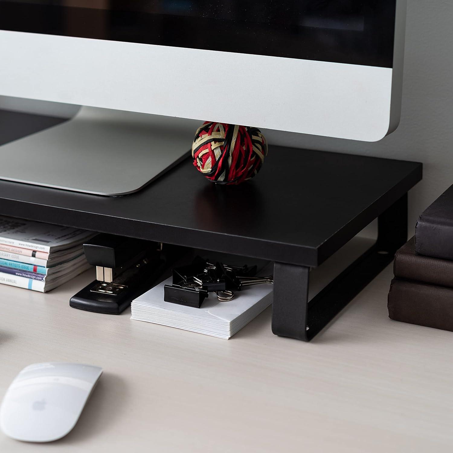 IRIS USA 1 Tier Computer Monitor Stand for Desk, Black