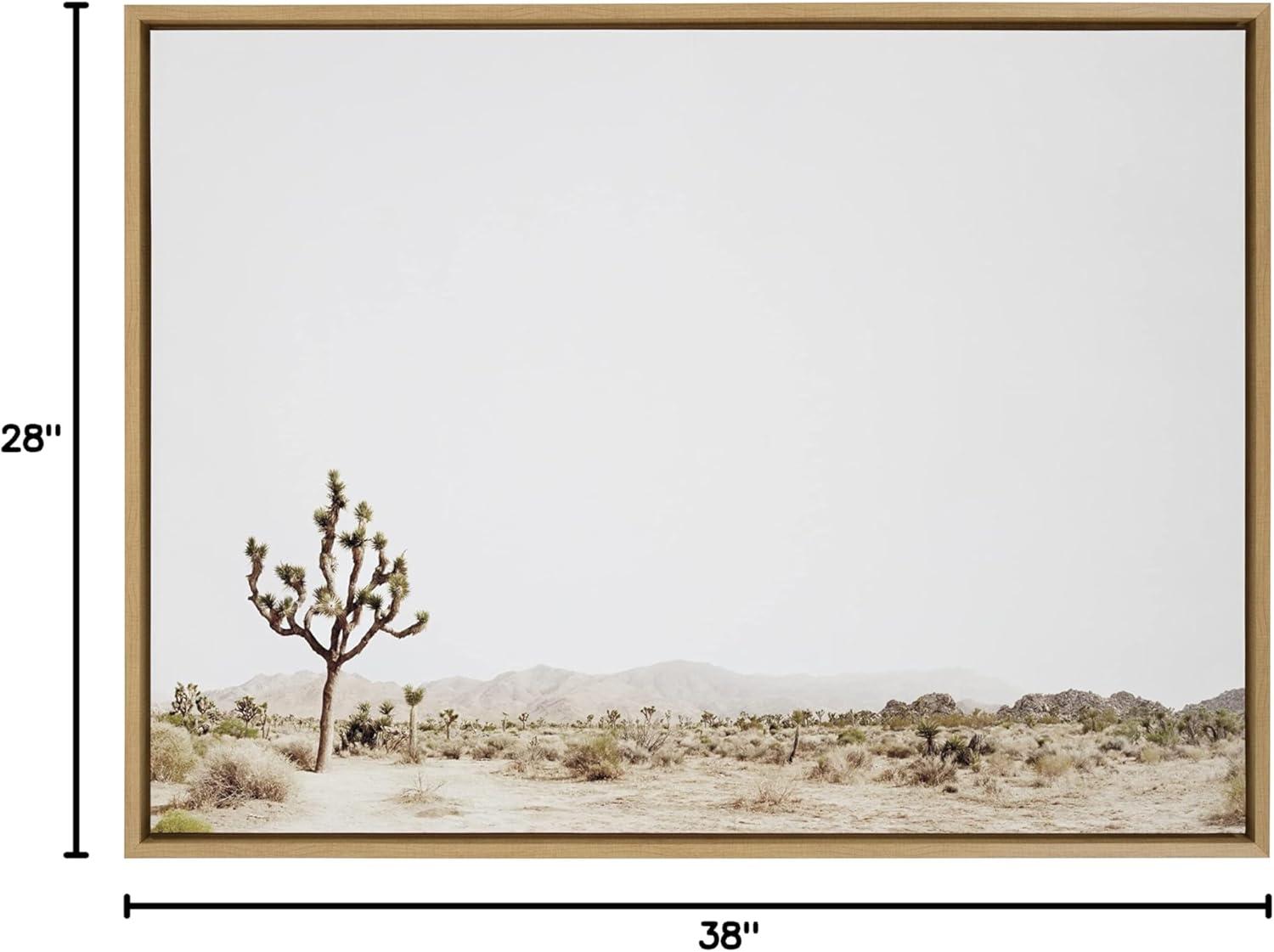 Kate and Laurel Sylvie Lone Joshua Tree Framed Canvas by Amy Peterson Art Studio, 28x38, Natural