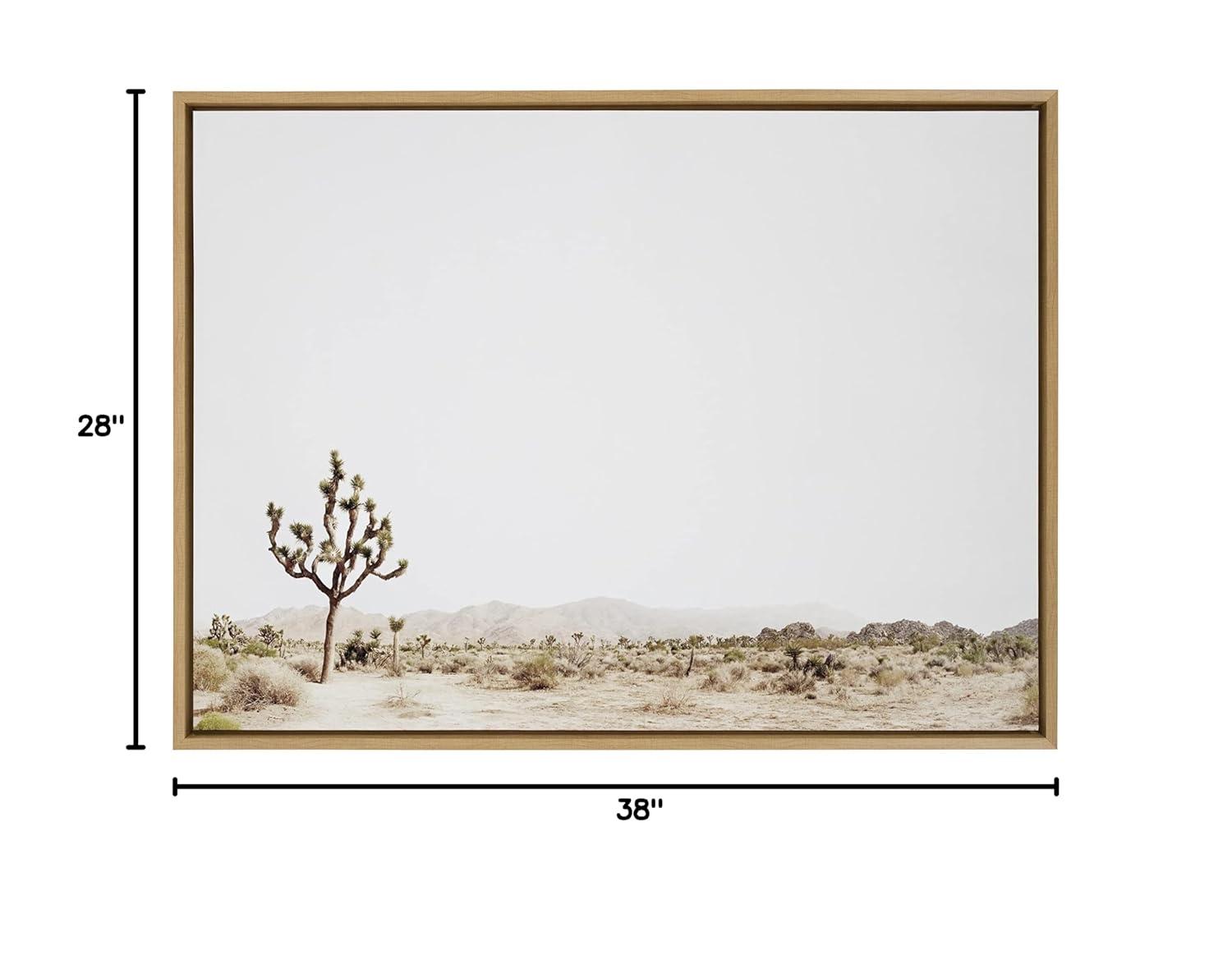 Kate and Laurel Sylvie Lone Joshua Tree Framed Canvas by Amy Peterson Art Studio, 28x38, Natural